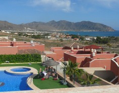 Pool with jacuzzi, and view to east